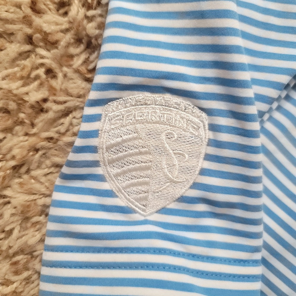 Vineyard‎ Vines Polo Shirt Mens 2XL Blue Striped Sporting KC Performance Golf - Picture 4 of 7